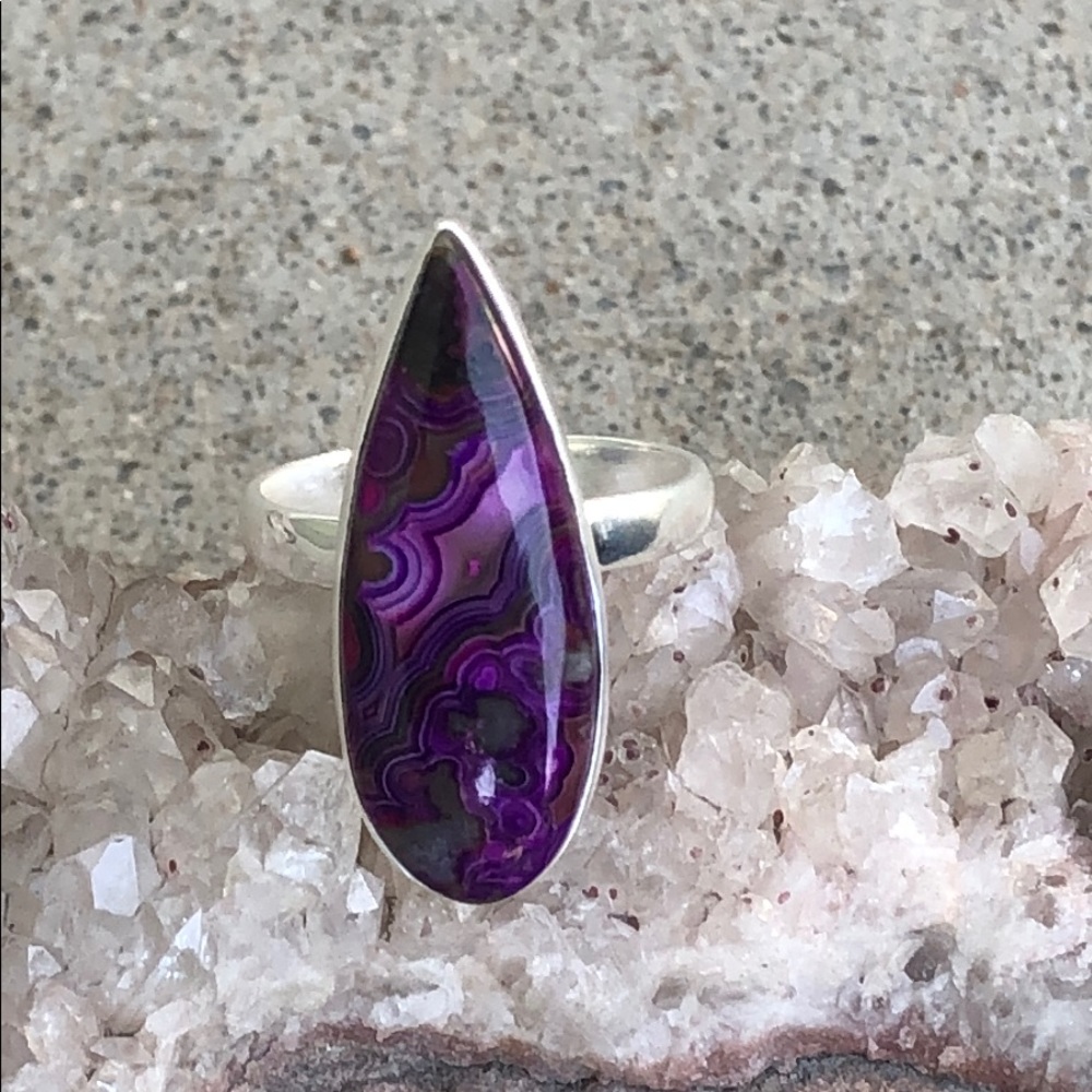 Purple Agate Teardrop Ring - Picture 9 of 9